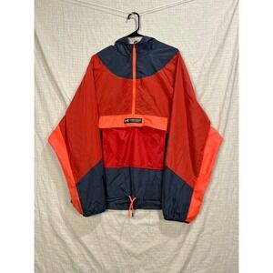 Under Armour Rush Mens Large Red Navy Blue Neon Orange Half Zip #2188